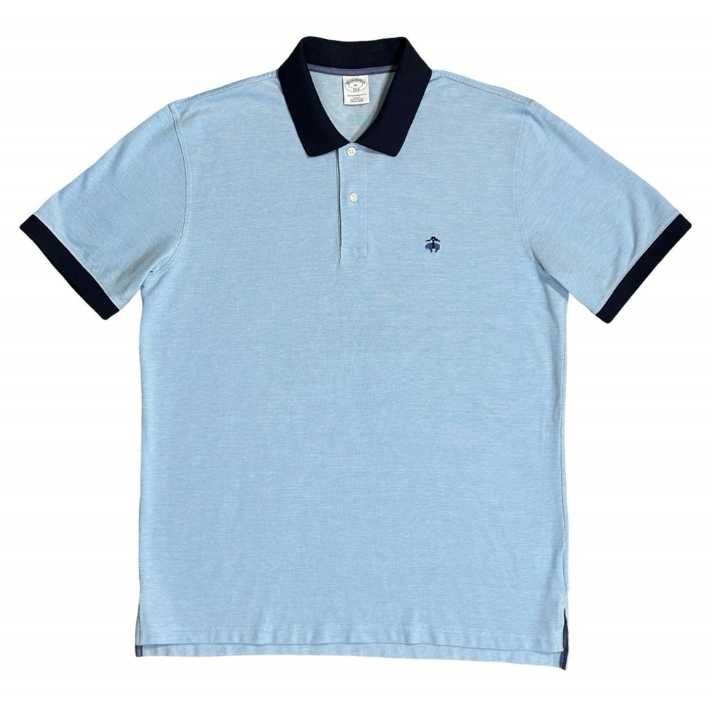 Brooks Brothers 1818 Performance Polo Slim Fit Light Blue Navy Men's XL Golf